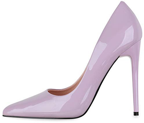 Giralin Damen Pumps High Heels Elegante Lack Schuhe Stiletto Absatzschuhe Spitze Partyschuhe 179762 Helllila 37