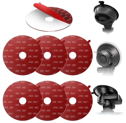 3M VHB Clear Double Sided Acrylic Foam Mounting Tape - 56mm Round Heavy Duty Adhesives Pad, Secure Dash Cam Suction Cup Mount with Center Hole Design - Pack of 6