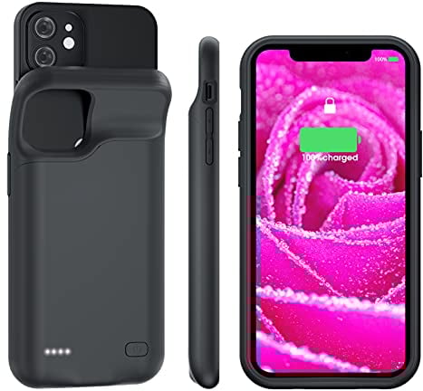 HUOBAO Battery Case for iPhone 12 Mini(5.4), 5000mAh 2 in 1 Portable Protective Charging Charger Powerbank Case, Rechargeable Extended Smart Battery Pack for iPhone 12 Mini, Black