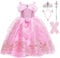 KANDEMY Fille Déguisement de Princesse Belle avec Accessoires Robe de La Belle et La Bête Princesse Costume pour Enfant Anniversaire Fête Noël Partie Carnaval Cosplay Robe Rose 120