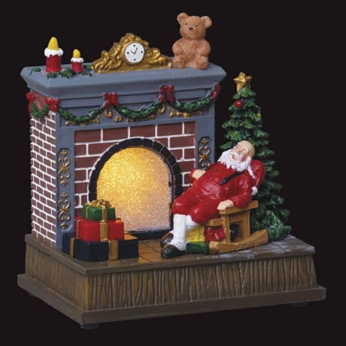 FEERIC LIGHTS & CHRISTMAS - Weihnachtsdorf, Kamin, Weihnachtsmann, 18 LEDs, batteriebetrieben