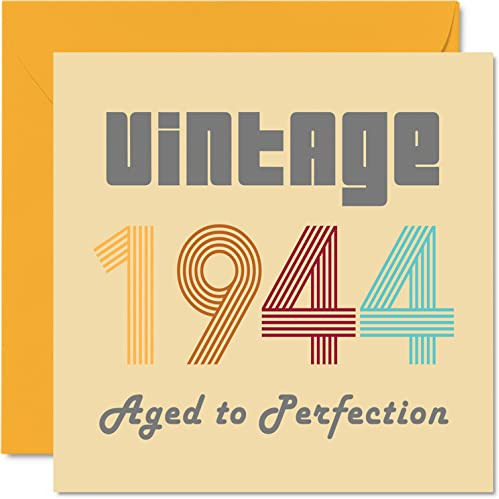Geburtstagskarten zum 80. Geburtstag für Männer und Frauen – Vintage 1944 Aged To Perfection – 80 Geburtstagskarten Lustig für Sie und Ihn 145 mm x 145 mm Glückwunschkarten
