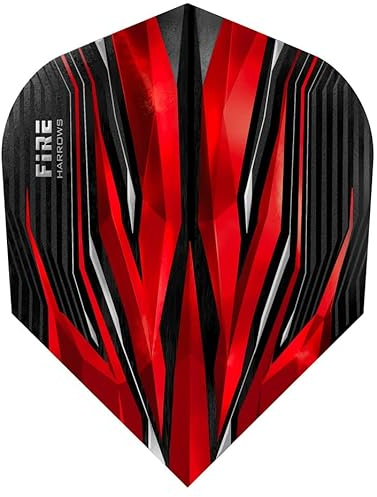 Harrows Darts Flights Fire Flame Dartflights 1-3-5-10 Set Plus optionale Thor Flights, erhältlich in blau, rot, grün oder zweifarbig Gel-rot (1 Set, rot)