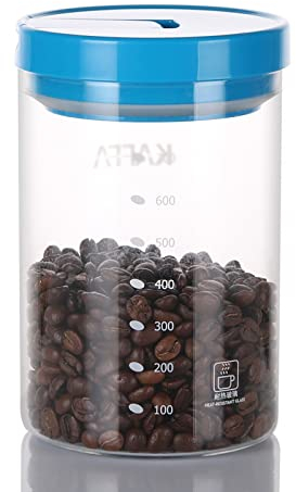 Générique Récipient À Grains De Café Poctes Scellées en Verre Bouteille en Verre Boîtes De Rangement (Couleur : Bleu, Size : 700ml)