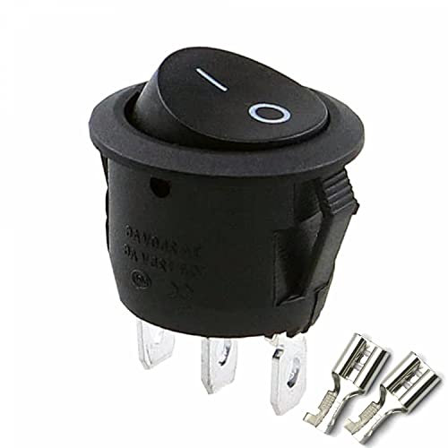 Kippschalter Wippschalter 3 polig rund, Rot Schwarz Weiß ON/OFF 6A/250V Kunststoff push Button Switch kfz | schwarz