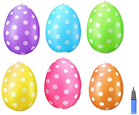 SPORTARC Ostereier, 6 Stück aufblasbare Osterei-Dekorationen Ostern, Bunte Osterei-Dekorationen für Schule, Büro, Zuhause, Party-Dekoration