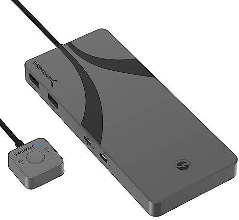 SABRENT Interruptor KVM Thunderbolt 4, compartición de periféricos con 3x Thunderbolt 4 USB C 40Gbps, 2x USB-C de carga 60W (PD 3.0) | 4x USB tipo A 3.2x2 10Gbps | Soporta 4K@144Hz / 8K@60Hz DSC