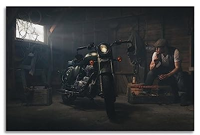 ALTUY Vintage Motorrad Poster für Royal Enfield Motorrad dekorative Malerei Leinwand Poster 30 x 45 cm