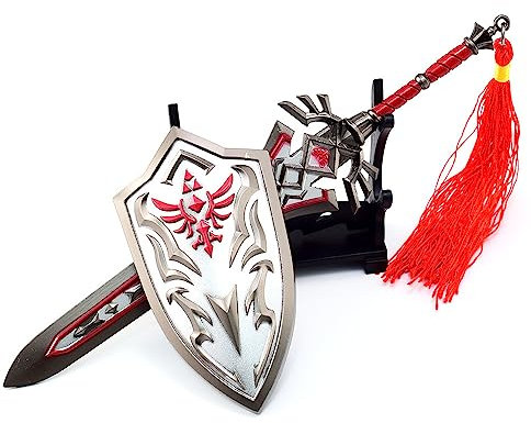 Superbuybox Link Weapon Schwert Dolch Sheild Actionfigur Spielsammlung Schreibtisch Raumdekoration Rucksack Anhänger Geschenk (Link Royal Guard's Claymore + Royal Guard Shield Geschenk-Box)