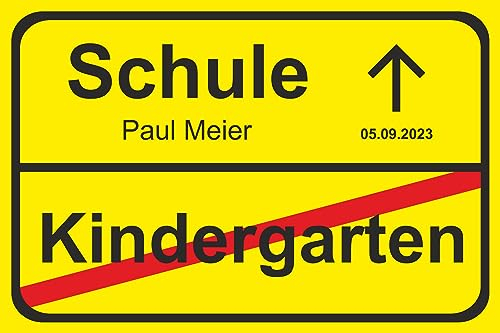 MelisFun Orts-Schild Kindergrten Schule Einschulung – mit Wunschname und Datum