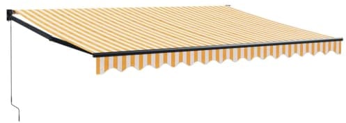 vidaXL Toldo retráctil Aluminio y Tela Amarillo y Blanco 4x3 m