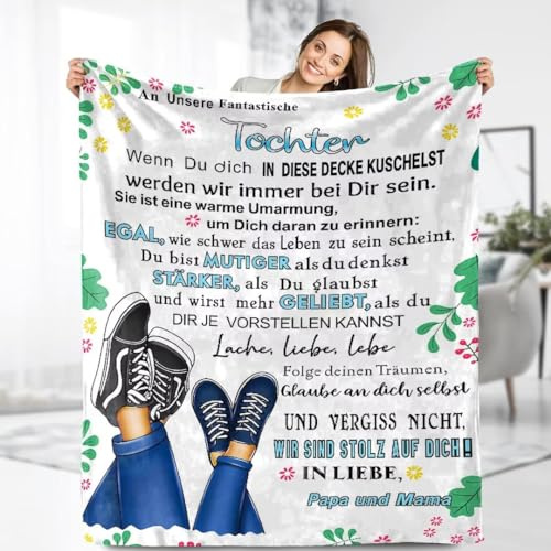 ARRITS Personalisierte Nachricht Brief Decke An Meine Tochter Von Mama und Papa, Kuscheldecke An Unseren Tochter von Eltern, Geschenke für Weihnachten Geburtstag Graduierung 150x200cm