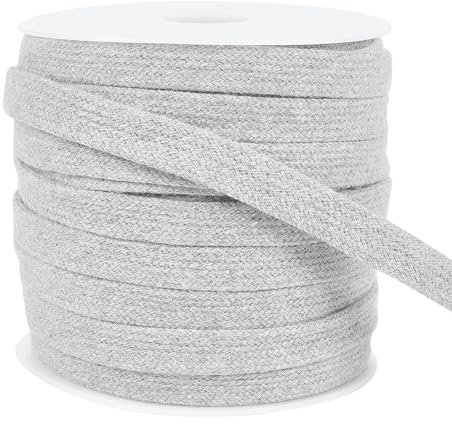 BENECREAT 25m/27.34Yards Dark Gray Flat Replacement Cotton Cords, 12mm Wide Flat Drawstring Cord Rope with Plastic Spools for Garment Accessories Sports Pants Sweater