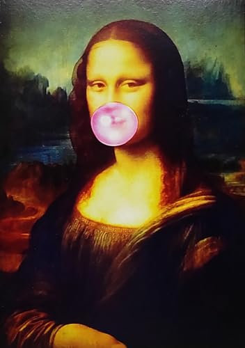 Kustom Art La Gioconda Mona Lisa L. Da Vinci Magnet, Vintage-Stil, Druck auf Holz, 10 x 6 cm