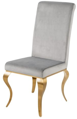 riess-ambiente.de Design Stuhl MODERN BAROCK grau Samt goldene Stuhlbeine
