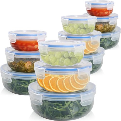 Stimo Vorratsdosen Sets Frischhaltedose Kunststoff mit Luftdichten Deckel BPA Frei für Gefrierschrank Mikrowelle Geschirrspüler (12, Rund)