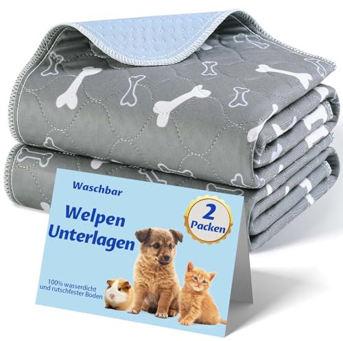 Baodan Waschbar Haustier-Urinunterlage, 2 Pack 60*60 cm Wiederverwendbare Welpenunterlagen Matte für Hunde, Schnell Absorbierend Puppy Pads für Hunde, Katzen, Meerschweinchen