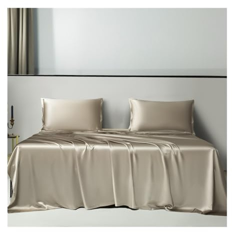 RUZGAR Bettlaken Betttuch Haustuch Laken 19-mm-Seiden ohne Gummizug 170x230cm 230x250cm 250x250cm Luxuriöse Seiden-Kühllaken Superseidene Weiche und Glatte (Color : Champagne, Size : 230x250cm)