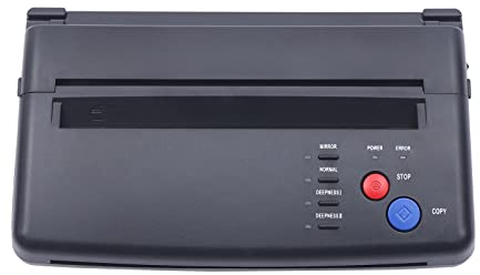 Wiyuer Tattoo Transfer Schablone Maschine Tätowierung Thermal Kopierer Transfer Thermokopierer Drucktransfermaschine für Temporäre Tattoos Tätowierung A4 Schwarz Mehrweg