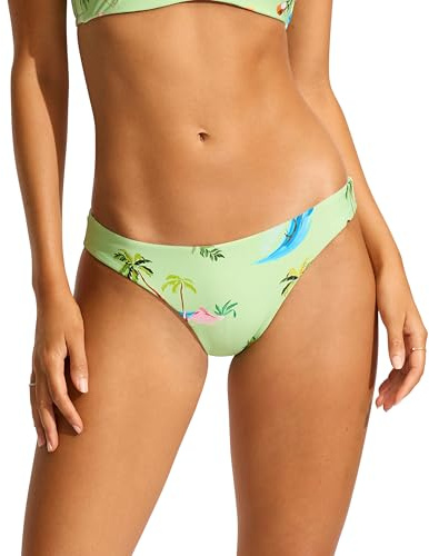 Seafolly Damen Reversible Hipster Bottom Swimsuit Bikini-Unterteile, Isla Palm Sage, 40