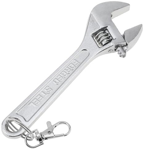 OriGlam 6 Inch Mini Wrench Keychain, Stainless Steel Wrench Key Chain, Adjustable Keyring Wrench Spanner Keychain, Novelty Key Ring Tools for Men Women (Silver)