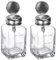 sourcing map 2PCS 6Oz / 180ML Glass Pump Dispenser Bottle Square Clear Liquid Pumping Press Push Down Alcohol Container with Metal Flip Cover for Makeup Remover