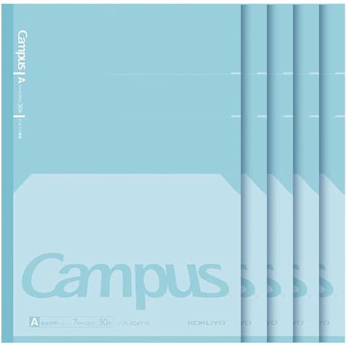 KOKUYO Campus Feels Flat Notebook, Dot A 7mm Ruled, Semi-B5, 30 Sheets, 30 Lines, Green, 5 Pack, Japan Import (NO-FL3CAT-G)