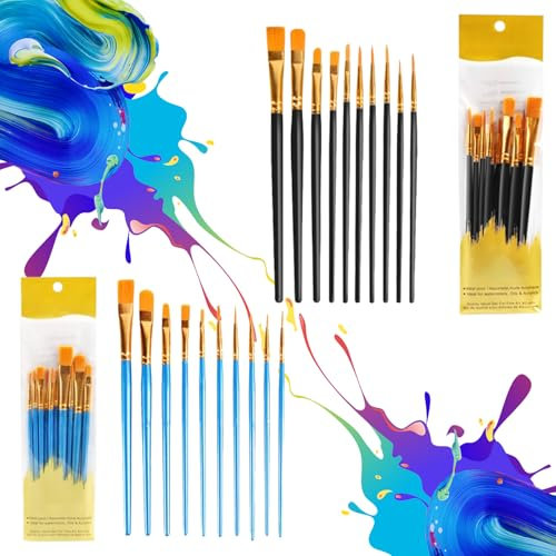 QTTRPCU 20-Teilig Pinsel Kinderschminken, Nylon Schminkpinsel, Schminkpinsel Set Kinderschminken für Acryl-, Öl-, Aquarell-, Anwendbar auf Fasching Halloween Mottoparty Geburtstag