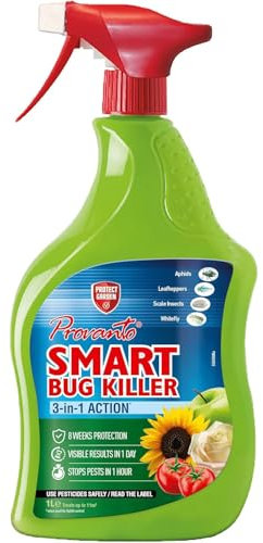AMK® Provanto Smart Bug Killer Ready to Use 1L Spray Insect Pest Control On Vegetables Fruits Flowers Greenflies Blackfly Greenfly Whitefly Suitable for Edible Plants Insecticide