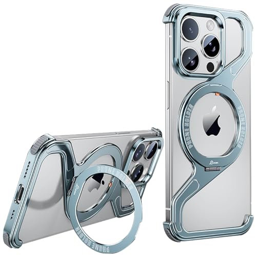 AdirMi Case for iPhone 13/13 Pro/13 Pro Max, Ultra-Thin Shockproof Z-Shape Metal Frameless Built-in Stand [Compatible with MagSafe],Sierra Blue,13 Pro