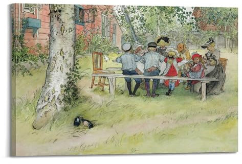 Carl Larsson, Frühstück unter der großen Birke, Kunstdrucke, Vintage-Kunst, Leinwand-Wandkunst, berühmter Kunstdruck, Poster, dekorative Malerei, Leinwand, Wandposter und Kunstdruck, moderne