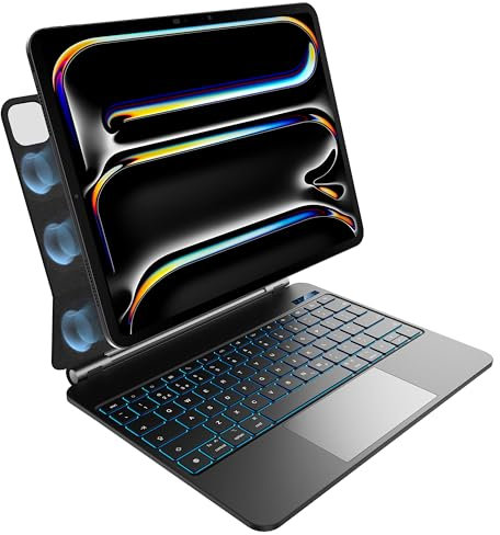 pankeybd Keyboard Case for iPad Pro 13 inch M4 2024, 7 Colour Backlit, Multi-Touch Trackpad, Floating Magnetic Design, Black