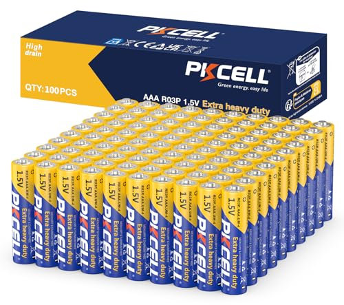 PKCELL Batterie AAA 1,5 V durevoli per telefoni fissi, telecomandi, giocattoli, 100 pezzi