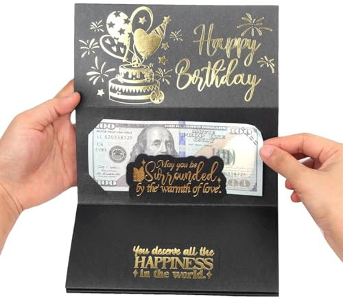 Porte-billets d'anniversaire, carte d'anniversaire | Cartes de vœux de vacances, porte-espèces, enveloppe de vœux pliable pour fêtes d'anniversaire