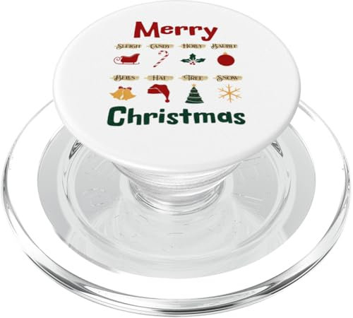 Frohe Weihnachten Schlitten Süßigkeiten Stechpalme Kugel Glocken Baum Schnee PopSockets PopGrip für MagSafe