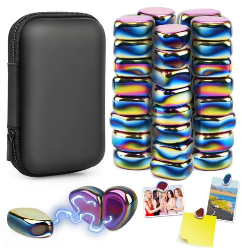 40 Stück Bunt Hämatit Magnete, Irregulär Steine Magnete, Ma-gnete Bunt, Ma-gnet Fidget, Magnetsteine Spiel, Puzzle Mag-netic Kühlschrank Mag-nete für Familientreffen Camping Büro