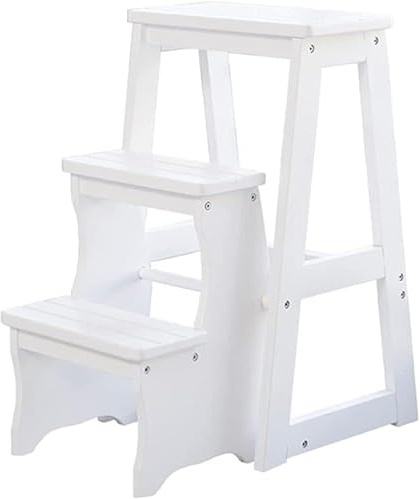 Escabeau en bois massif pour usage domestique et intérieur, tabouret d'escalade à double usage avec design épais pour une utilisation multifonctionnelle, petit tabouret d'escalier avec 3 marches