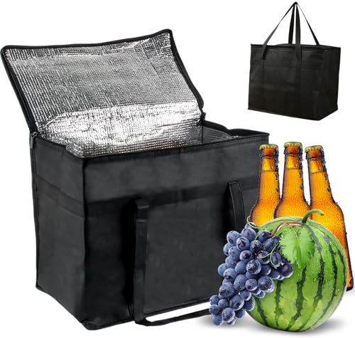 ACTOYS Nevera Portatil Tela 30L, Bolsa Termica Porta Alimentos Grande, Bolsa Nevera Porta Alimentos Grande, Bolsa Termica, Bolsa Isotermica Supermercado, Compras, Picnics, Acampadas (negro)