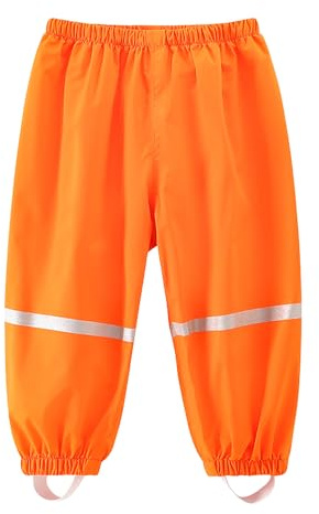 Dioshark Enfant Pantalon de Pluie et Boue Imperméable Surpantalon Réfléchissant Non Doublé Orange Marine Coupe-Vent Léger Respirant Séchage Rapide Pantalon Vélo Trekking Marcher pour Garcon 5-6 Ans