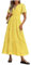 Summer Maxi Dresses for Women UK Wedding Guest Dress Short Sleeve Casual Boho V Neck Hollow Out Eyelet Ruffle Swing A Line Cotton Long Flowy Beach Vacation Evening Dresses Yellow