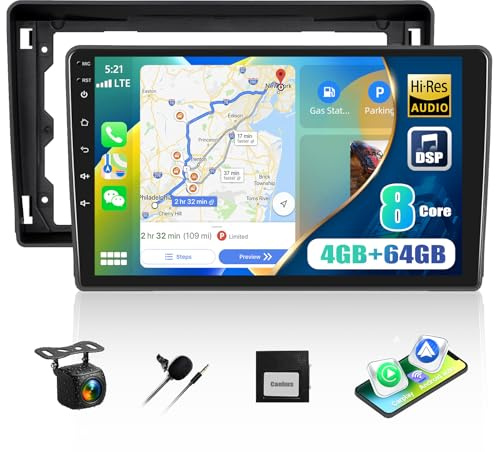 8-Core Qualcomm Snapdragon 4G+64G Android Car Stereo for Ford Fiesta Focus Kuga Transit Connect with CarPlay Android Auto, 9 IPS Touch Screen Car Radio with Hi-Res DSP GPS Bluetooth FM Backup Camera