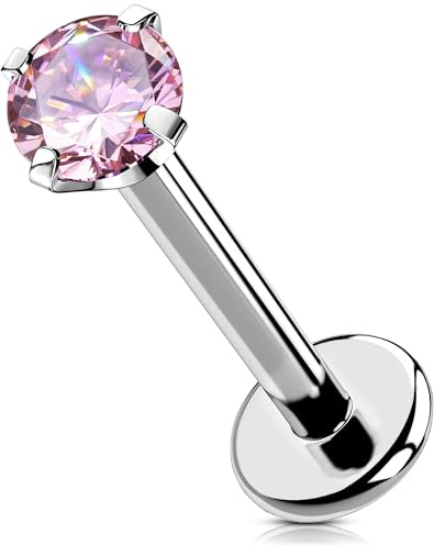 OUFER Body Piercing Lip Piercing Jewellery 16G Helix Piercings Internally Labret Earring 5/6/8/10/12mm Labret Piercing Stud Tragus Conch Cartilage Flat Back Earrings