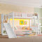 Zubaliya Lit Mezzanine 90x200cm, lit Simple Enfant, avec éclairage LED et étagère, avec Toboggan, pin, Blanc (sans Matelas)