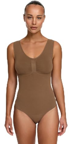 CFab Shapewear Damen Body Bauchweg mit String Tank Bodysuit | Starke Bauchkontrolle String Design nahtloser Komfort breite Träger und sicherer Sitz unter enger Kleidung