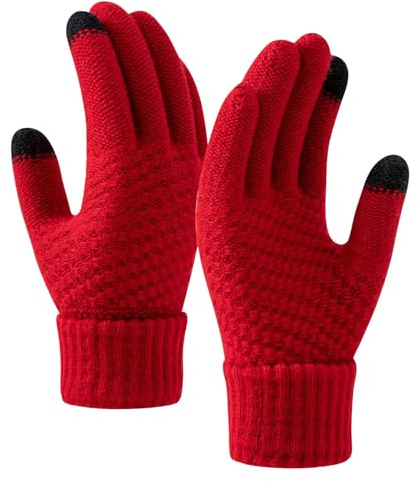 Didadihu Handschuhe Herren Damen Strick Winddicht Winterhandschuhe Touchfunktion Fäustlinge Winter Wollhandschuhe Sport Warme