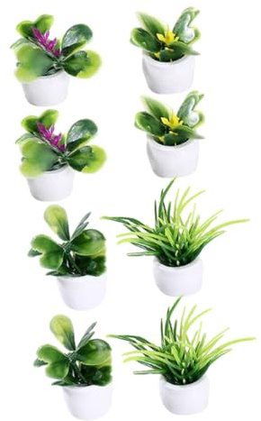 Hohopeti 8 Piezas Miniaturas de Plantas Maceta Artificiales para Casa de Muñecas de Modelos Realistas Decoración Miniatura sin Mantenimiento Accesorios para Jardín