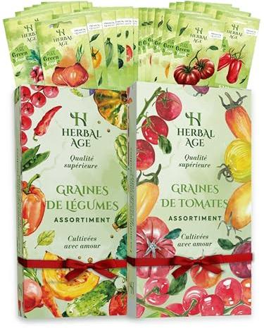 26 Variétés de Plantes Jardin – Kit 5.600 Graines d'Légumes et d'Tomates: Cerises, Carottes, Radis – Idee Cadeau Pour Femme, Homme, Enfant – Jardinage Potager Interieur & Exterieur