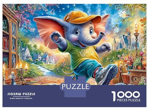 Elefant with Balloons 3-Layer Karton 1000 Pc Dumbo Fantasie Dorf Puzzle, Unmöglich Hart Erwachsene, Logiktraining, Stress Relief & Familien-Spielnacht-Geschenk 38x26cm/1000pcs