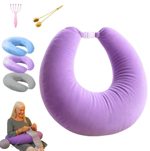 HOPASRISEE Ergonomisches Crealis Kissen für Handarbeiten, Leseknochen Erwachsene, Strickkissen, Ihr Komfort-Verbündeter für Kreative Momente(Violett)