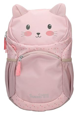 Depesche 13992 Princess Mimi - Ergonomischer Rucksack in Rosa, mit Katzen-Gesicht, applizierten Katzenohren und Pünktchen-Muster, Tasche mit verstellbaren Trägern